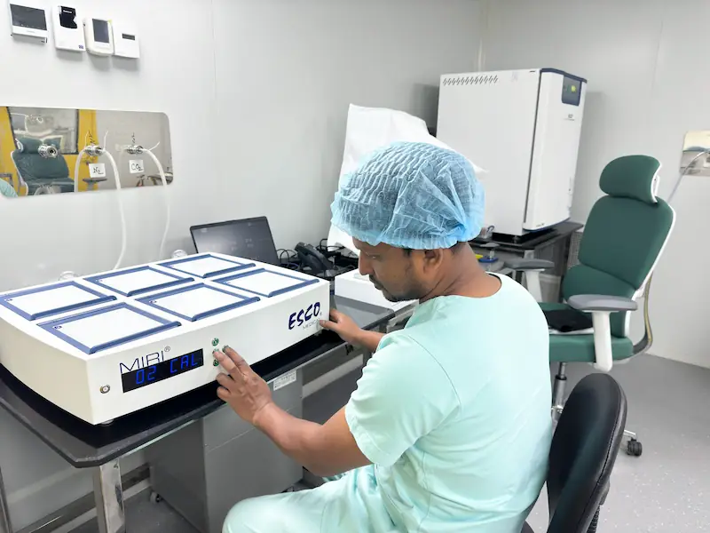 A person in a medical uniform using MIRI